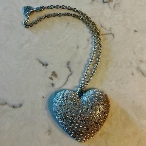 Crystal Rock Rebel heart necklace on chain! Heart is 3 x 3.